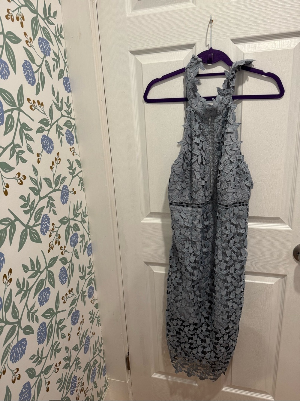 NWT Bardot Dusty Blue Lace Trim Dress